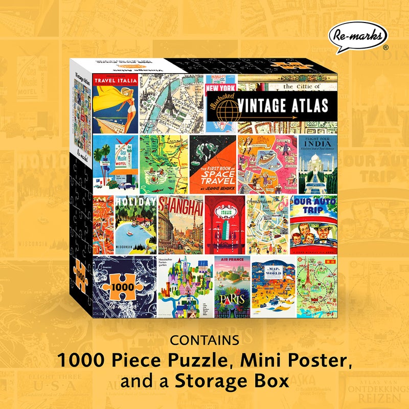 Re-Marks Vintage Atlas Puzzle, 1000-Piece Puzzle for All Ages, Fun Jigsaw Puzzle - Image 2